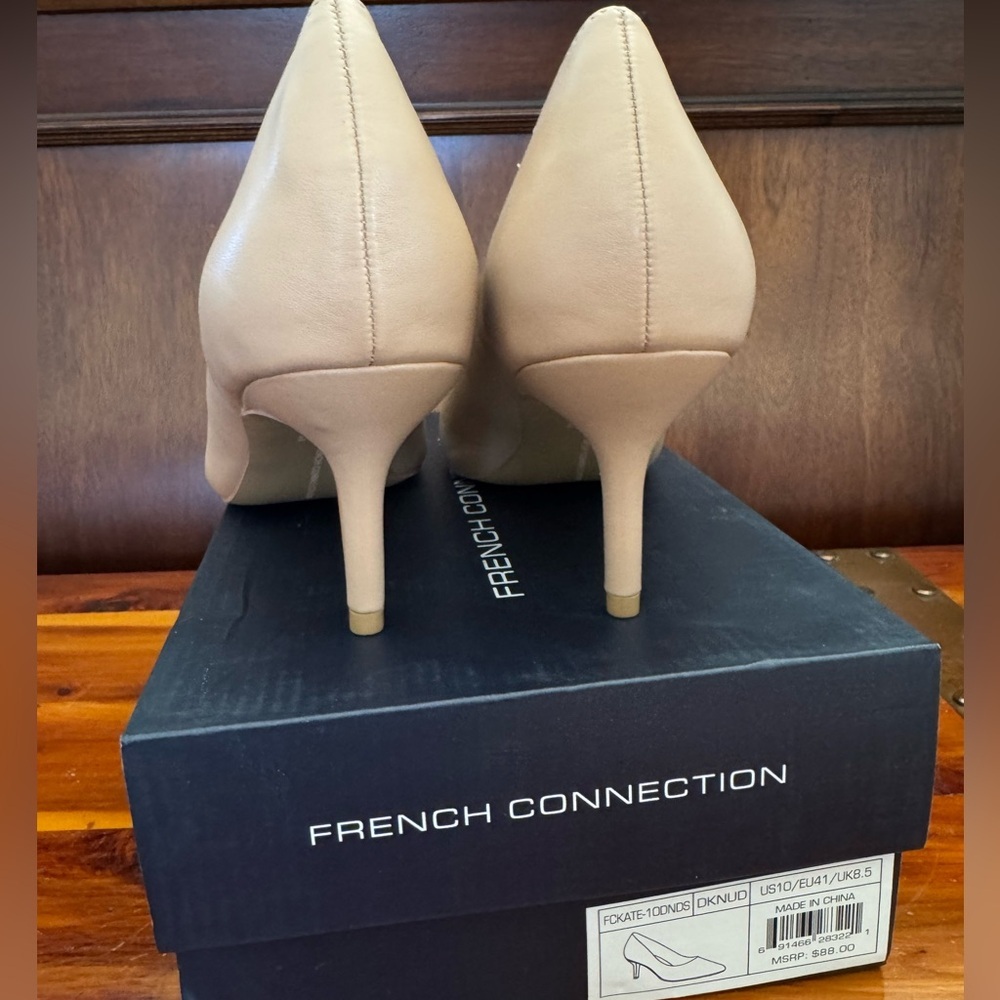 French Connection Nude Pointed Toe Kitten Heels | Size 10 | New in Box - Picture 6 of 8